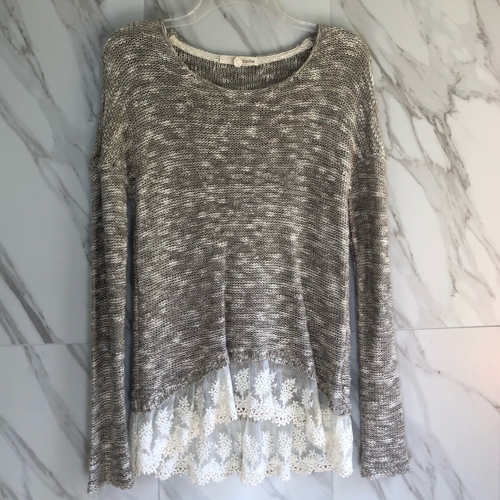Cream Sweater with Lace Design